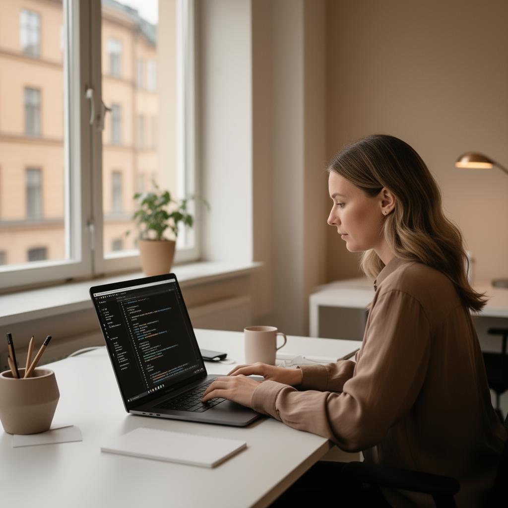 Person working at laptop